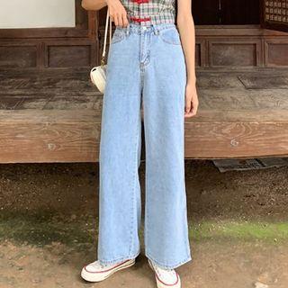 Boot-cut Slit-hem Jeans