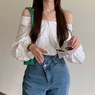 Off-shoulder Blouse Blouse - White - One Size