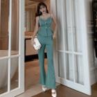 Set: Rhinestone Camisole + Boot-cut Pants