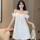 Short-sleeve Cold Shoulder Chiffon Mini Shirtdress
