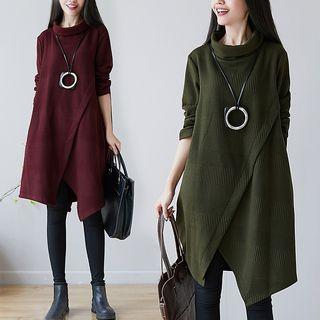 Mock-neck Irregular A-line Dress