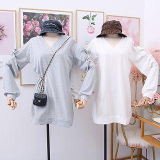 Ribbon Off-shoulder Mini T-shirt Dress