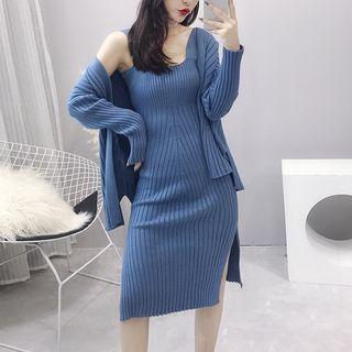 Set: Knit Tank Dress + Cardigan