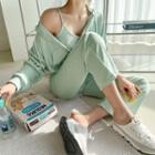 Zip-up Hoodie & Cami & Boot-cut Pants Setup