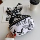 Butterfly Print Sling Bag White - One Size