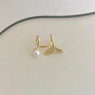 Mermaid Tail Rhinestone Alloy Cuff Earring 1 Pair - Gold - One Size
