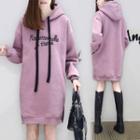 Embroidered Letter Mini Hoodie Dress