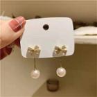 Bow Faux Pearl Dangle Earring 1 Pair - S925 Silver Needle - Gold - One Size