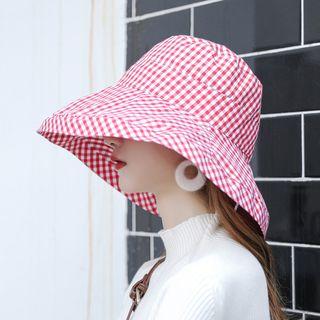 Checked Sun Hat Red - One Size