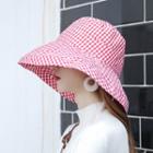 Checked Sun Hat Red - One Size