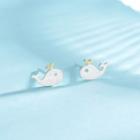 925 Sterling Silver Whale Earring 1 Pair - Earring - One Size