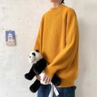 Mock-turtleneck Rib Knit Sweater