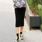 Band-waist Glitter Midi H-line Skirt