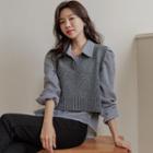 Plain V-neck Cropped Sweater Vest