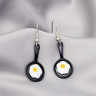 Fried Egg Alloy Dangle Earring 1 Pair - E34 - Black - One Size