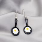 Fried Egg Alloy Dangle Earring 1 Pair - E34 - Black - One Size