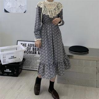 Lace Panel Cut-out Floral Dress