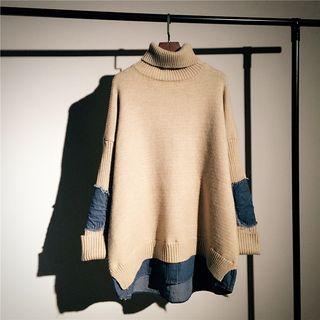 Denim Patch Oversize Sweater