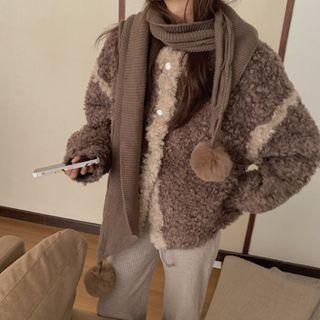 Faux Shearling Jacket / Bobble Scarf