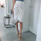 Drawcord Linen Blend Pencil Skirt