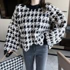 Houndstooth Sweater Black - One Size
