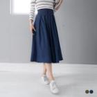 Double Button A-line Midi Skirt