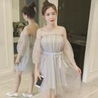 Mesh Off-shoulder A-line Dress