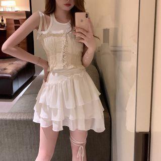Halter Neck Top / Spaghetti Strap Top / Mini A-line Skirt
