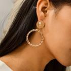 Hoop Alloy Dangle Earring 1 Pair - 9130 - Gold - One Size