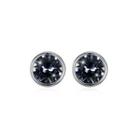 925 Sterling Silver Simple Round Stud Earrings With Black Austrian Element Crystal Silver - One Size