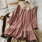 Tie-neckline Colorblock Loose-fit Midi Dress In 8 Colors