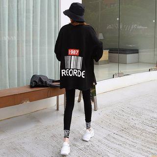 Printed Seam-trim Oversized Sweatshirt