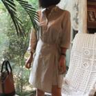 Pocket-detail Wrap-front Shirtdress