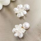 Flower Faux Pearl Earring 1 Pair - White - One Size
