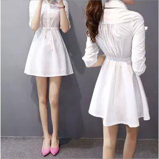 Tie Waist A-line Shirtdress