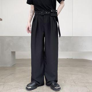 Pleated Straight Leg Pants  - One Size