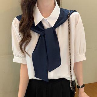 Shawl Collar Short-sleeve Shirt