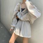 Cropped Hooded Button Jacket / Shorts