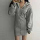 Zip-up Mini Bodycon Hoodie Dress