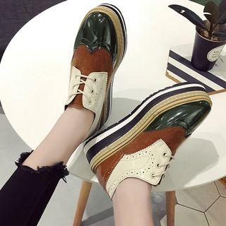 Platform Color Block Lace-up Shoes