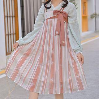 Traditional Chinese Long-sleeve Wrapped Top / Spaghetti Strap Dress