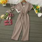 Short-sleeve Wide-leg Cropped Jumpsuit