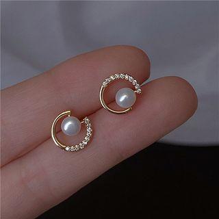 925 Silver C Sharp Earring Gold - One Size