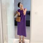 Sleeveless Slit-side Linen Blend Dress