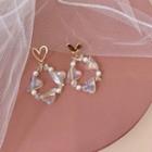 Heart Alloy Faux Pearl Dangle Earring 1 Pair - Silver - One Size