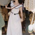 Sleeveless Wide-collar A-line Maxi Dress