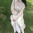 Lace Trim Long Chiffon Light Jacket