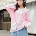 V-neck Sweater Pink - One Size