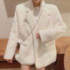 Notch Lapel Coat / Furry Scarf