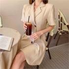 Notch-lapel A-line Coatdress